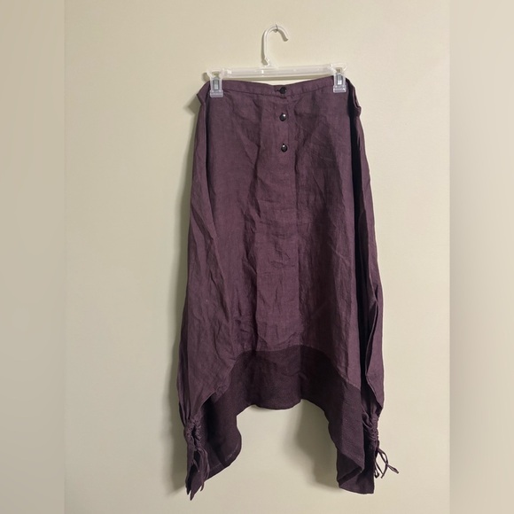 Chrysalis For Pua Linen Maxi Skirt Drawstring Ruched Size Small Nepal Purple - Picture 2 of 8
